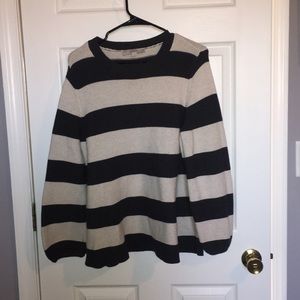 Gray and white striped sweater